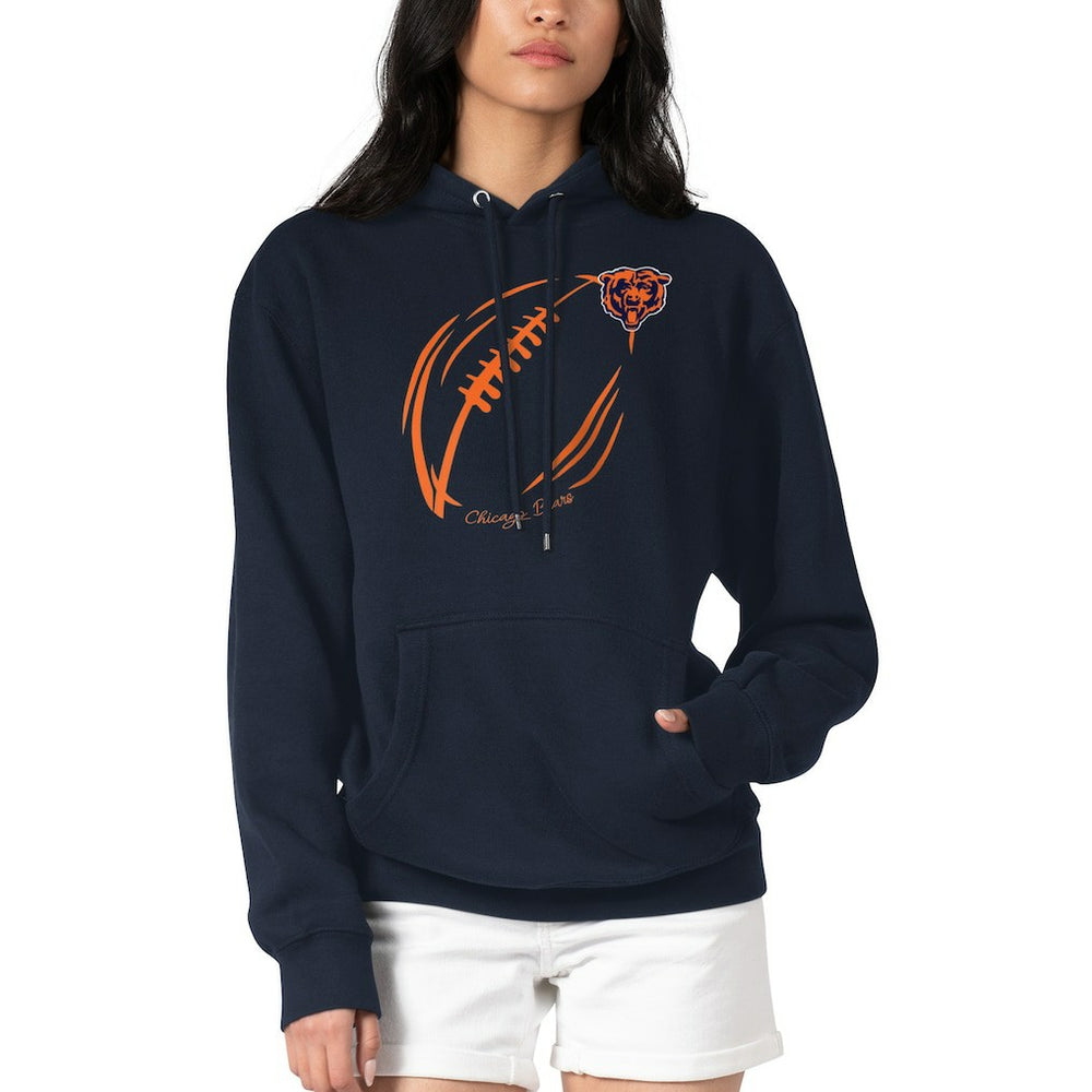 Chicago Bears G-III 4Her by Carl Banks Women's Football Logo Fleece Tri-Blend Pullover Hoodie - Navy Hoodies