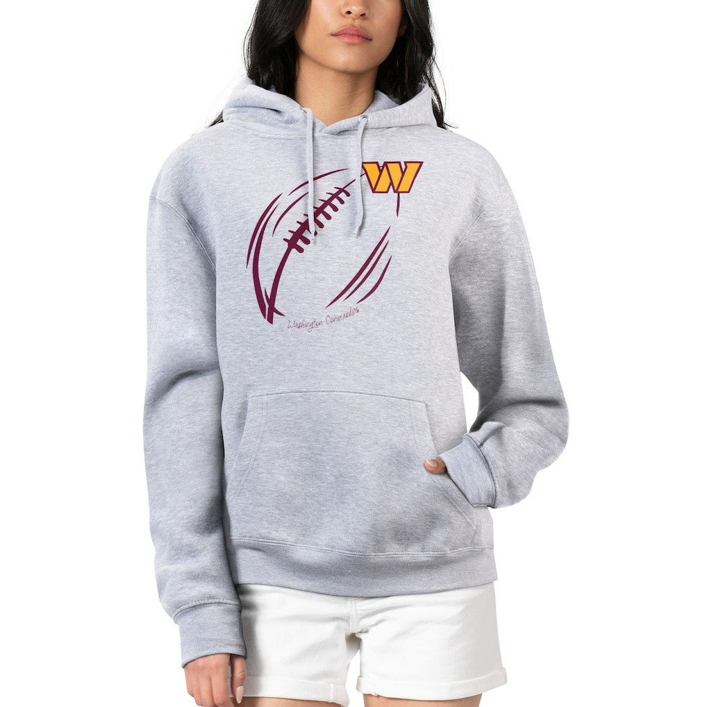 Washington Commanders G-III 4Her by Carl Banks Women's Football Logo Fleece Tri-Blend Pullover Hoodie - Heather Gray Hoodies