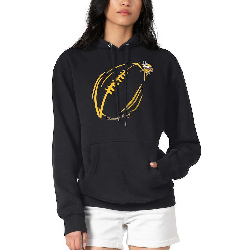 Minnesota Vikings G-III 4Her by Carl Banks Women's Football Logo Fleece Tri-Blend Pullover Hoodie - Black Hoodies