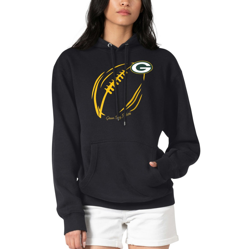 Green Bay Packers G-III 4Her by Carl Banks Women's Football Logo Fleece Tri-Blend Pullover Hoodie - Black Hoodies