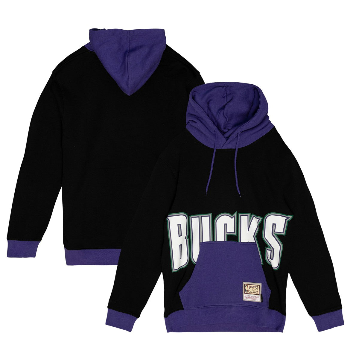 Milwaukee Bucks Hardwood Classics Big Face 5.0 Pullover Hoodie Black - Mitchell & Ness