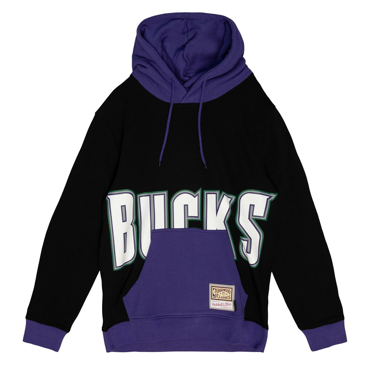 Milwaukee Bucks Hardwood Classics Big Face 5.0 Pullover Hoodie Black - Mitchell & Ness