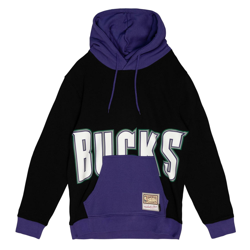 Milwaukee Bucks Hardwood Classics Big Face 5.0 Pullover Hoodie Black - Mitchell & Ness
