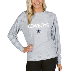 Dallas Cowboys Concepts Sport Women's Medal Jacquard Terry Long Sleeve Top - Gray Tops