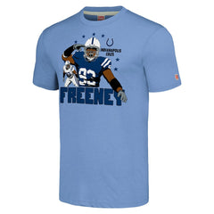 Dwight Freeney Indianapolis Colts Homage Unisex Caricature Retired Player Tri-Blend T-Shirt - Light Blue T-shirts