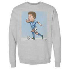 Kevin De Bruyne Manchester City 500 Level Cartoon Player Pullover Crewneck Sweatshirt Heather Gray