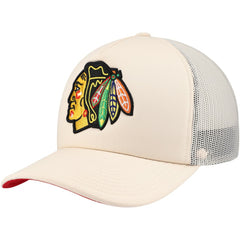 Chicago Blackhawks Mitchell & Ness Foam Front Trucker Adjustable Hat - Cream | US 201463700