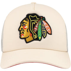 Chicago Blackhawks Mitchell & Ness Foam Front Trucker Adjustable Hat - Cream | US 201463700