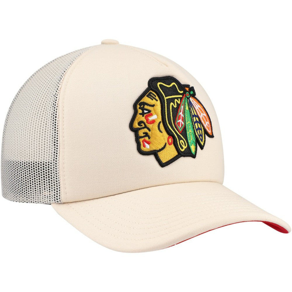 Chicago Blackhawks Mitchell & Ness Foam Front Trucker Adjustable Hat - Cream | US 201463700