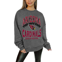 Arizona Cardinals Gameday Couture Women's Oversized Long Weekend Premium Fleece Drop Shoulder Pullover Sweatshirt - Charcoal Pullover
