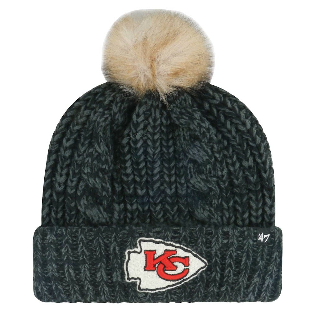 Kansas City Chiefs '47 Women's Meeko Cuffed Knit Hat with Pom - Black Hats