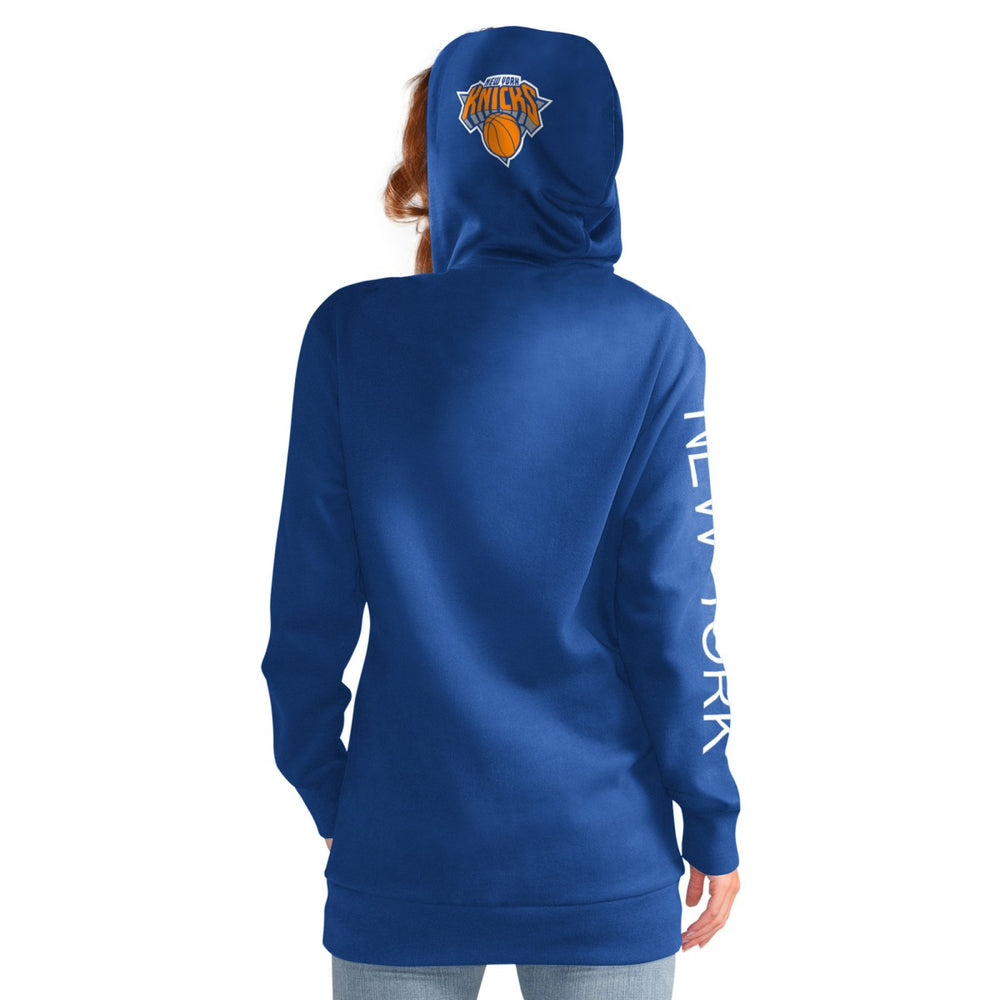 New York Knicks G-III 4Her by Carl Banks Women's Base Coach Pullover Hoodie Blue