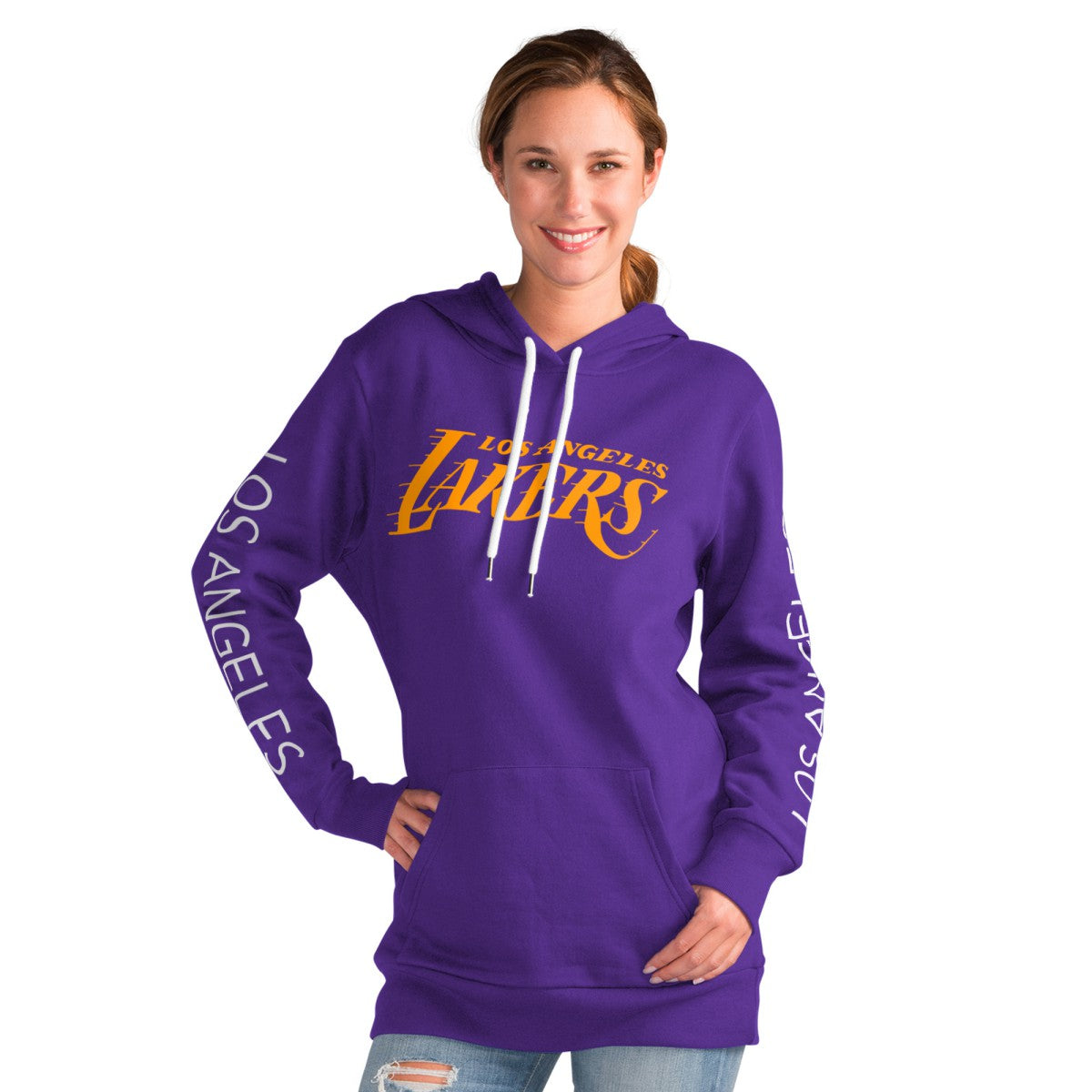 Los Angeles Lakers G-III 4Her by Carl Banks Women's Base Coach Pullover Hoodie Purple