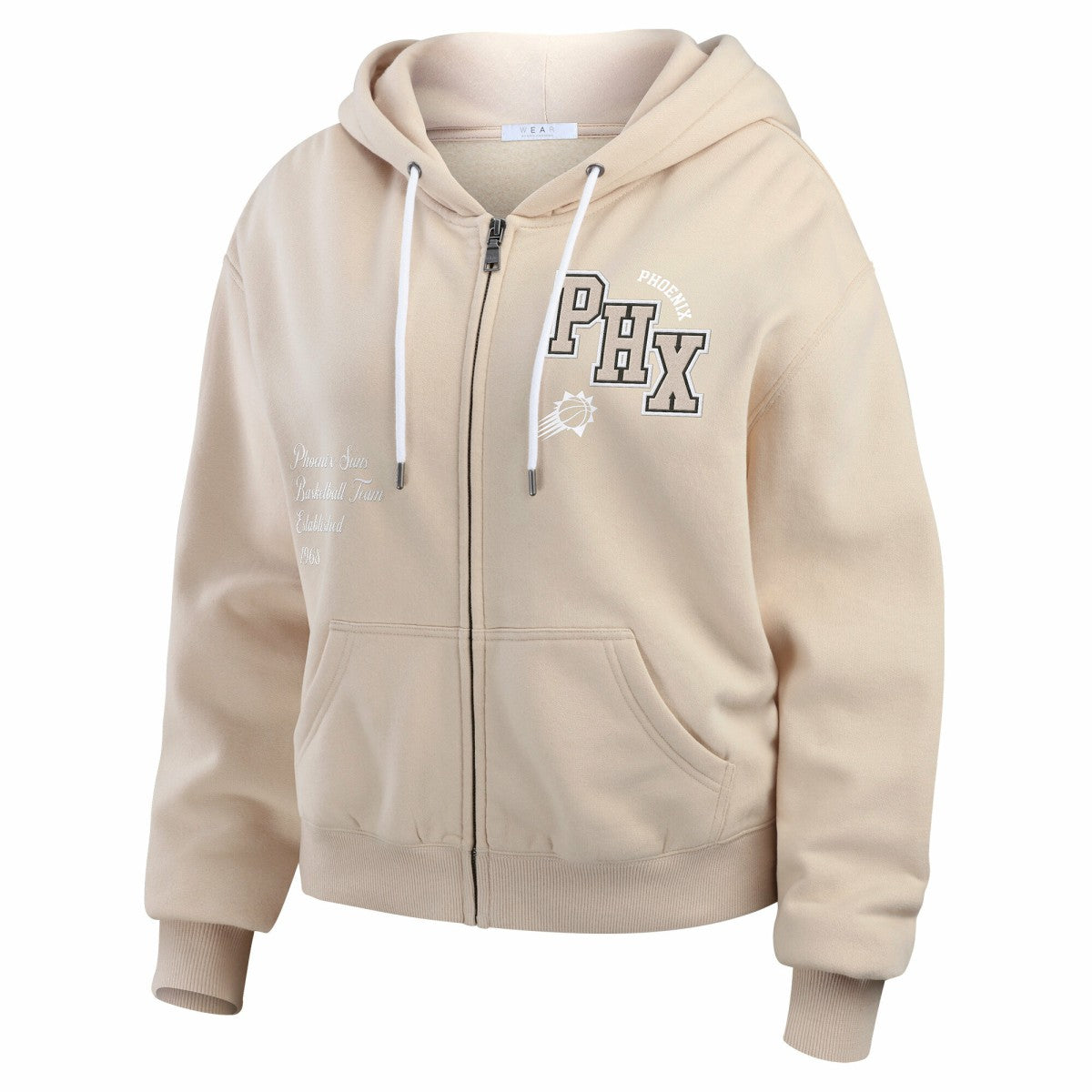 Phoenix Suns WEAR by Erin Andrews Women's Plus Size Tonal Felt Patch Full-Zip Hoodie Cream