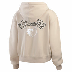 Memphis Grizzlies WEAR by Erin Andrews Women's Plus Size Tonal Felt Patch Full-Zip Hoodie Cream