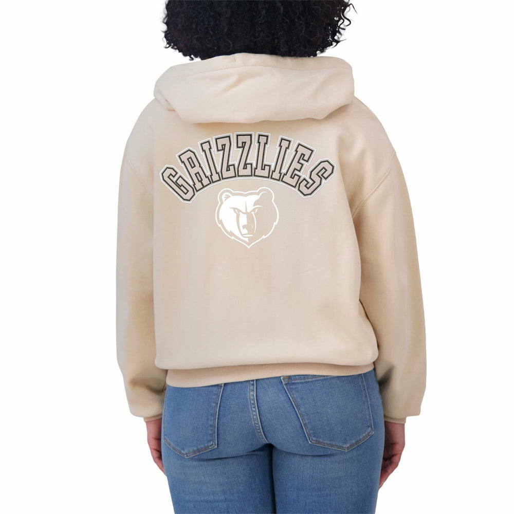 Memphis Grizzlies WEAR by Erin Andrews Women's Plus Size Tonal Felt Patch Full-Zip Hoodie Cream