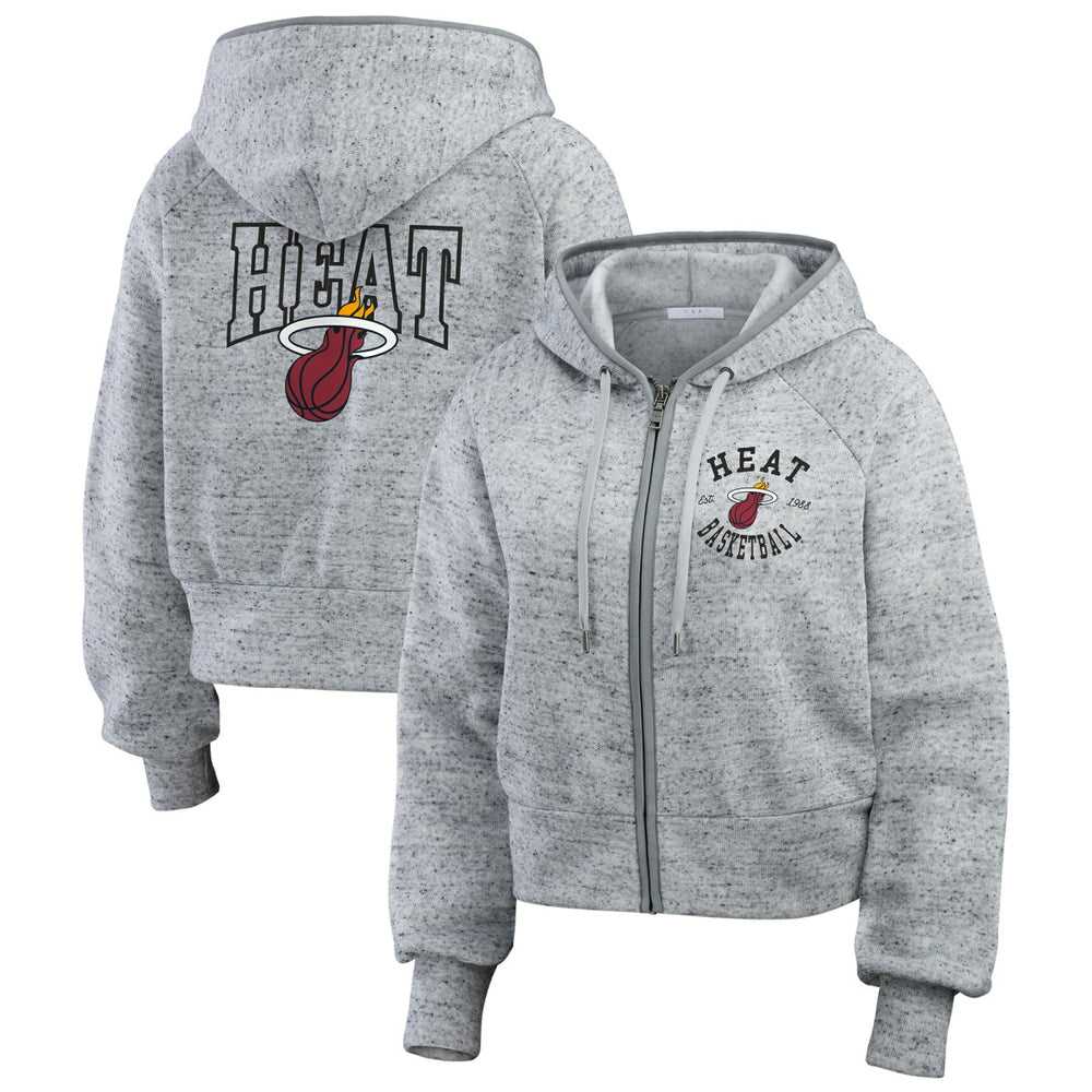 Miami Heat WEAR by Erin Andrews Women's Speckled Radiator Full-Zip Hoodie Heather Gray