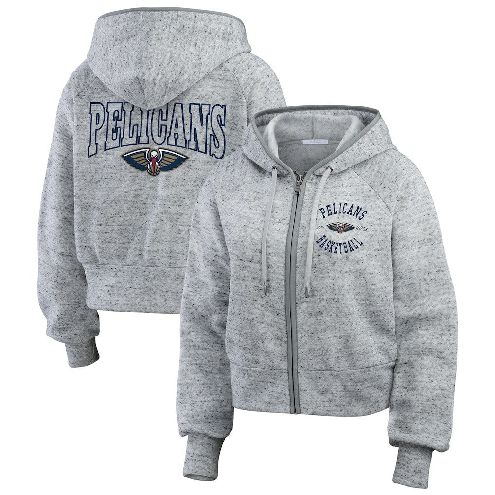 New Orleans Pelicans WEAR by Erin Andrews Women's Speckled Radiator Full-Zip Hoodie Heather Gray outlet