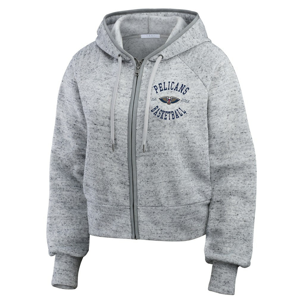 New Orleans Pelicans WEAR by Erin Andrews Women's Speckled Radiator Full-Zip Hoodie Heather Gray outlet