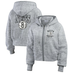 Brooklyn Nets WEAR by Erin Andrews Women's Speckled Radiator Full-Zip Hoodie Heather Gray