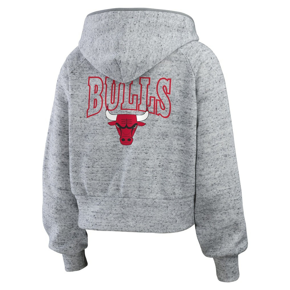 Chicago Bulls WEAR by Erin Andrews Women's Speckled Radiator Full-Zip Hoodie Heather Gray