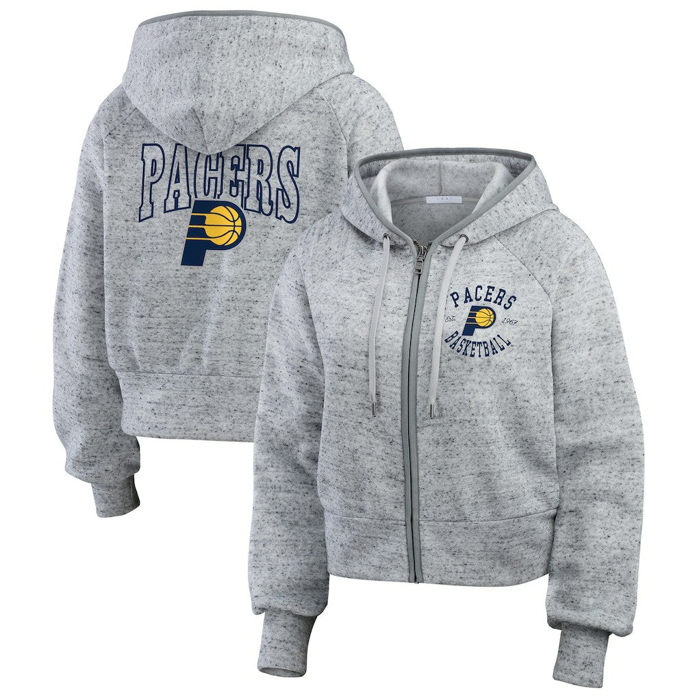 Indiana Pacers WEAR by Erin Andrews Women's Speckled Radiator Full-Zip Hoodie Heather Gray outlet