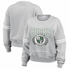 Milwaukee Bucks WEAR by Erin Andrews Women's French Terry Pullover Sweatshirt Heather Gray