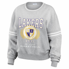 Los Angeles Lakers WEAR by Erin Andrews Women's French Terry Pullover Sweatshirt Heather Gray