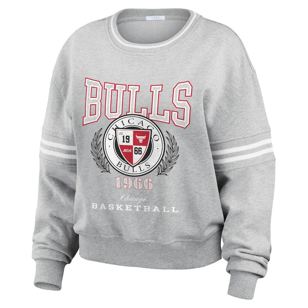 Chicago Bulls WEAR by Erin Andrews Women's French Terry Pullover Sweatshirt Heather Gray