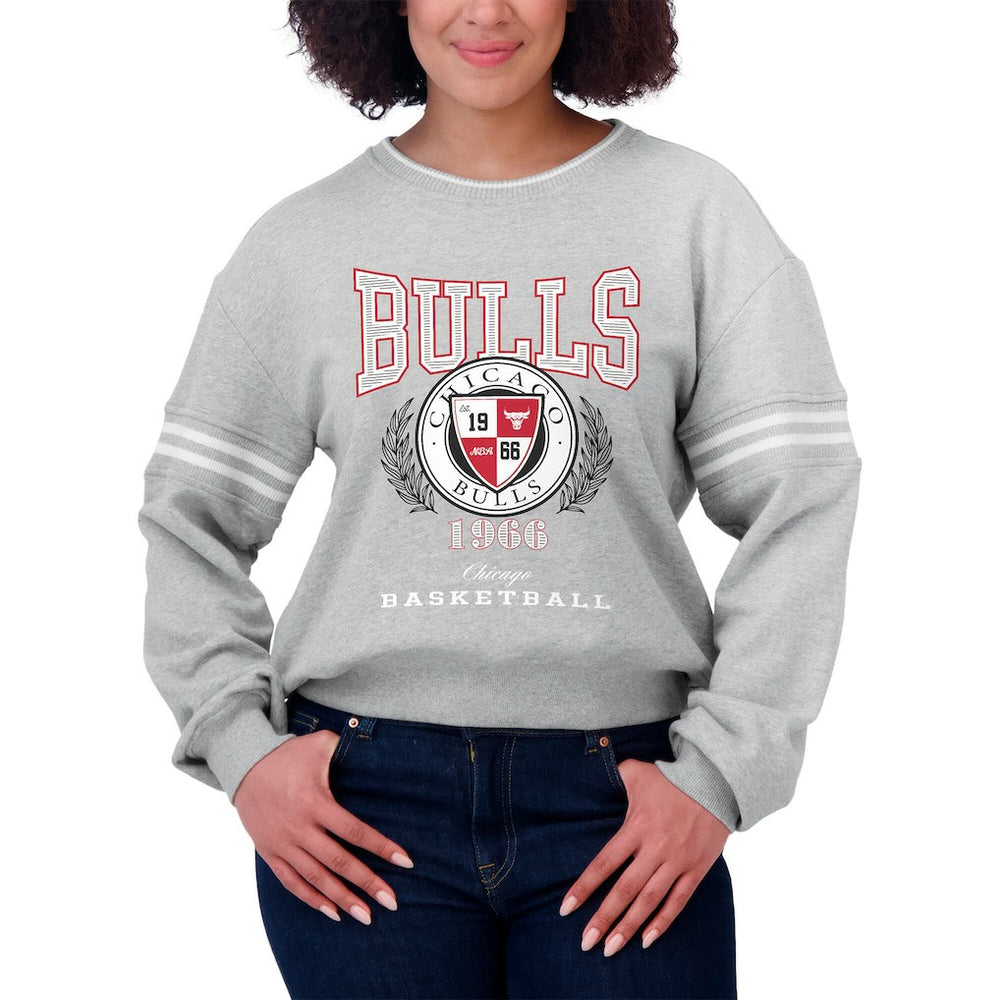 Chicago Bulls WEAR by Erin Andrews Women's French Terry Pullover Sweatshirt Heather Gray