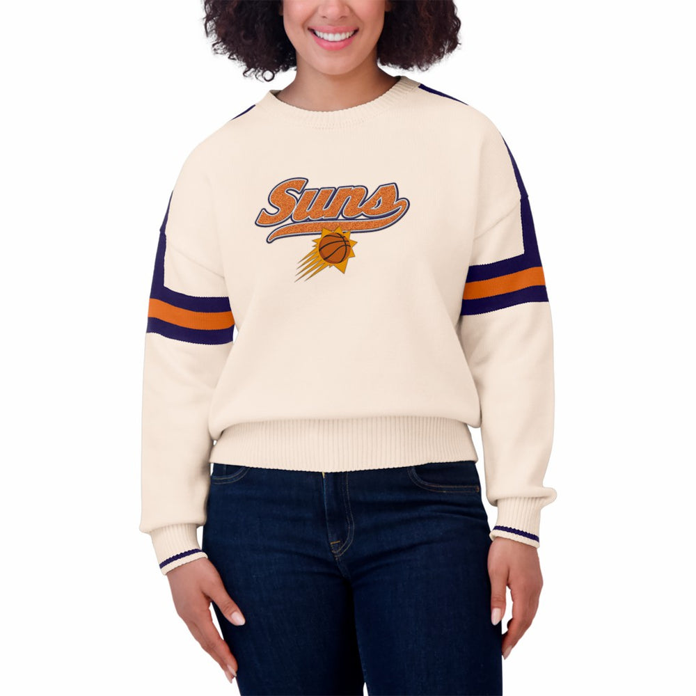 Phoenix Suns WEAR by Erin Andrews Women's Stripe Pullover Sweater Cream