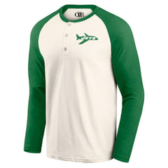 New York Jets Darius Rucker Collection Raglan Henley Long Sleeve T-Shirt - Cream/Green T-shirts