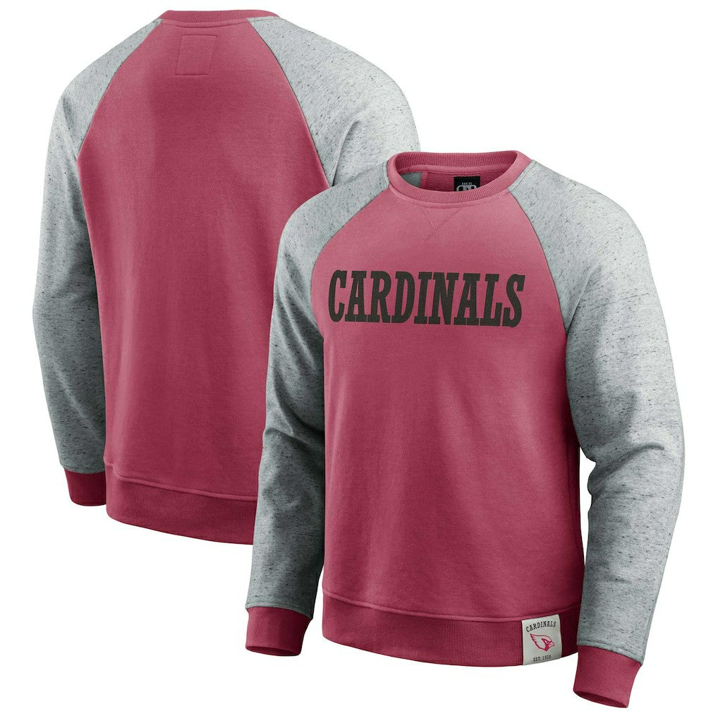 Arizona Cardinals Darius Rucker Collection Colorblock Pullover Sweatshirt - Cardinal/Heather Gray Pullover