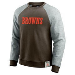 Cleveland Browns Darius Rucker Collection Colorblock Pullover Sweatshirt - Brown/Heather Gray Pullover