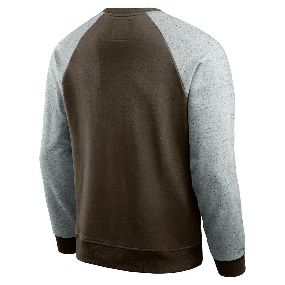 Cleveland Browns Darius Rucker Collection Colorblock Pullover Sweatshirt - Brown/Heather Gray Pullover