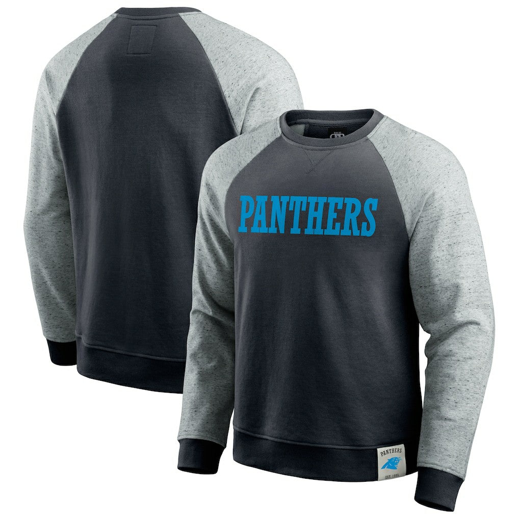 Carolina Panthers Darius Rucker Collection Colorblock Pullover Sweatshirt - Black/Heather Gray Pullover