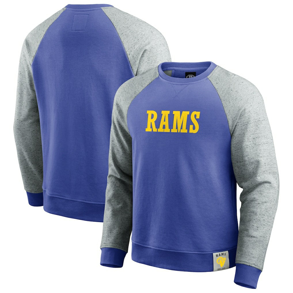 Los Angeles Rams Darius Rucker Collection Colorblock Pullover Sweatshirt - Royal/Heather Gray Pullover