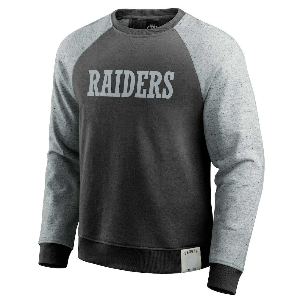 Las Vegas Raiders Darius Rucker Collection Colorblock Pullover Sweatshirt - Black/Heather Gray Pullover