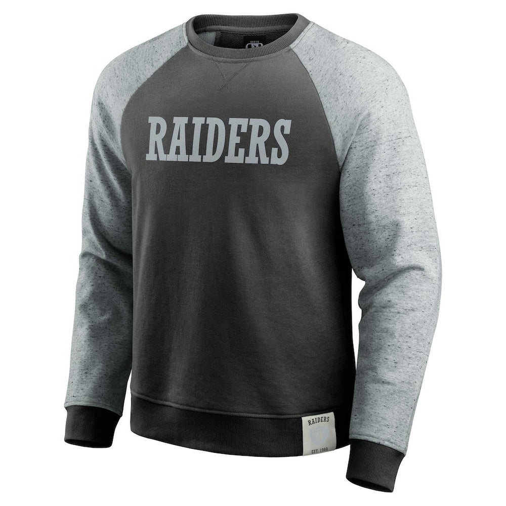 Las Vegas Raiders Darius Rucker Collection Colorblock Pullover Sweatshirt - Black/Heather Gray Pullover