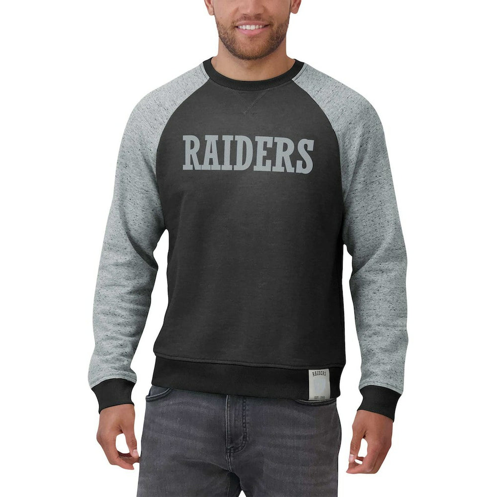 Las Vegas Raiders Darius Rucker Collection Colorblock Pullover Sweatshirt - Black/Heather Gray Pullover