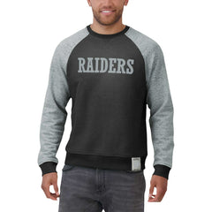 Las Vegas Raiders Darius Rucker Collection Colorblock Pullover Sweatshirt - Black/Heather Gray Pullover