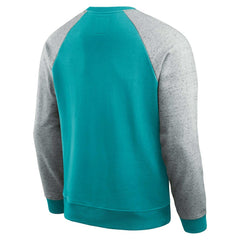Miami Dolphins Darius Rucker Collection Colorblock Pullover Sweatshirt - Aqua/Heather Gray Pullover