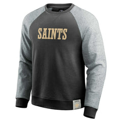New Orleans Saints Darius Rucker Collection Colorblock Pullover Sweatshirt - Black/Heather Gray Pullover