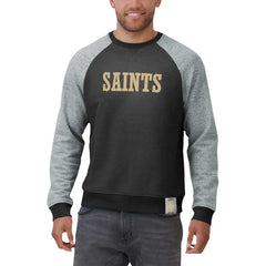 New Orleans Saints Darius Rucker Collection Colorblock Pullover Sweatshirt - Black/Heather Gray Pullover
