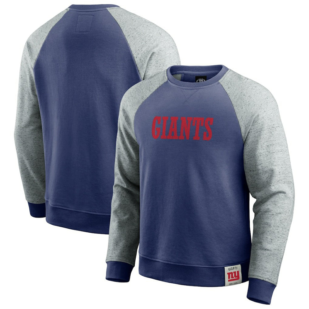 New York Giants Darius Rucker Collection Colorblock Pullover Sweatshirt - Royal/Heather Gray Pullover