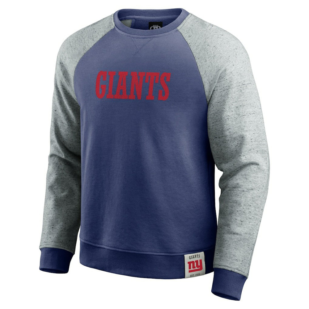 New York Giants Darius Rucker Collection Colorblock Pullover Sweatshirt - Royal/Heather Gray Pullover