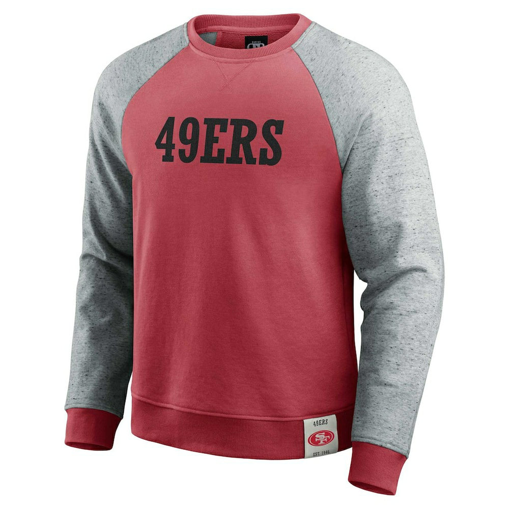 San Francisco 49ers Darius Rucker Collection Colorblock Pullover Sweatshirt - Scarlet/Heather Gray Pullover