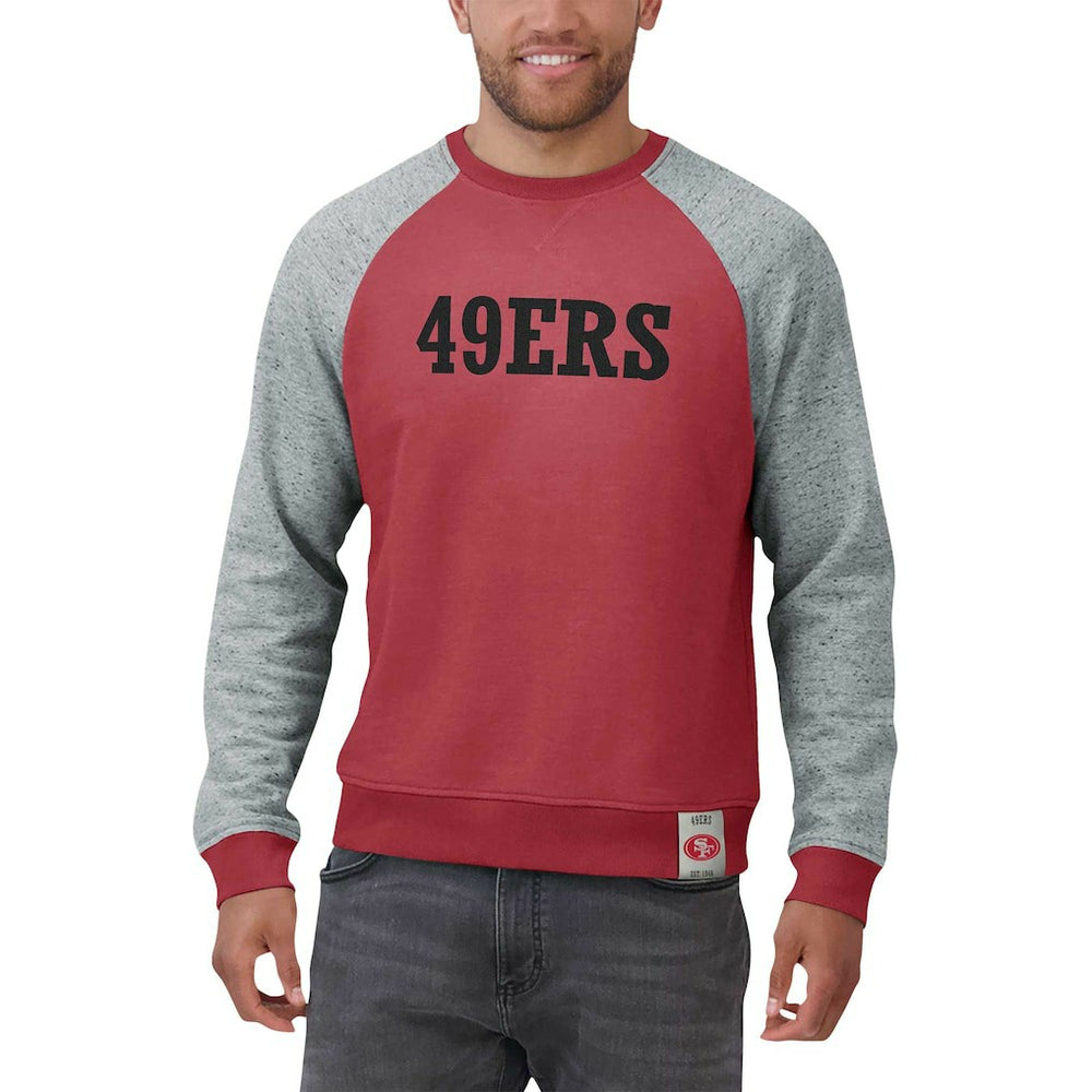 San Francisco 49ers Darius Rucker Collection Colorblock Pullover Sweatshirt - Scarlet/Heather Gray Pullover