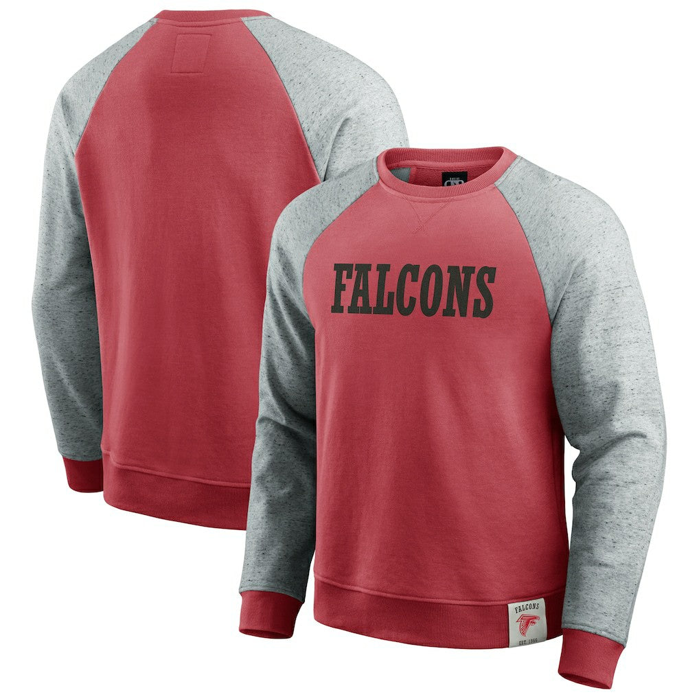 Atlanta Falcons Darius Rucker Collection Colorblock Pullover Sweatshirt - Red/Heather Gray Pullover