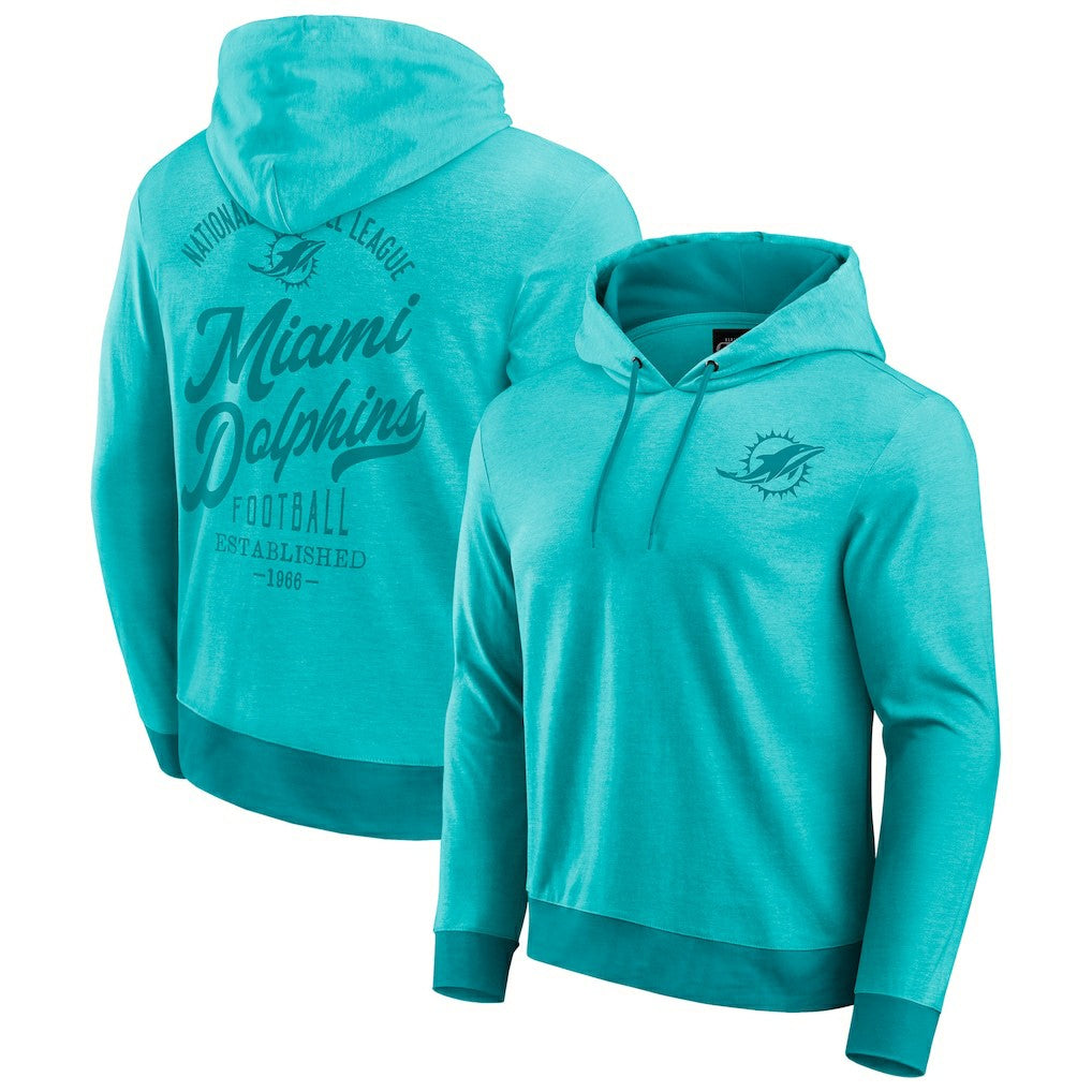 Miami Dolphins Darius Rucker Collection Tonal Knit Pullover Hoodie - Aqua Hoodies